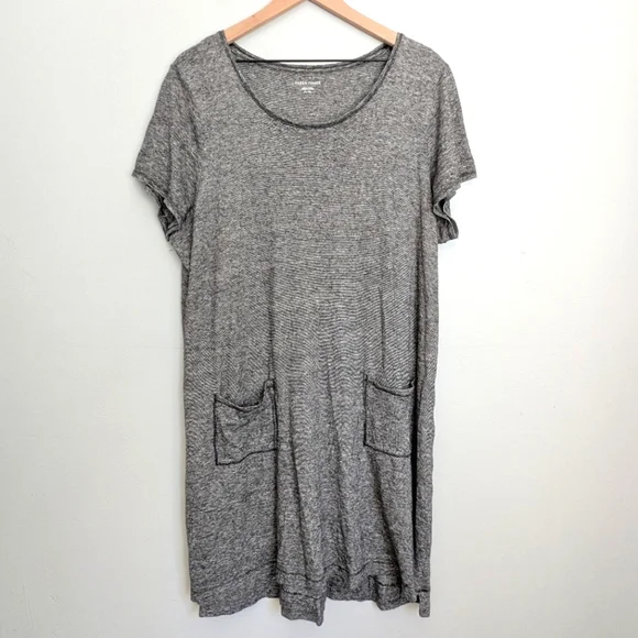 white christmas dresses Eileen Fisher Navy Blue Hemp Organic Cotton Striped Dress –  famousbrandstrading main image 0
